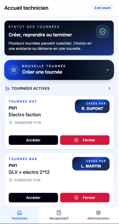 Application terrain de suivi des tournées